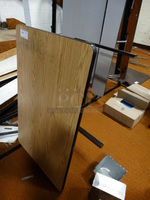 Wood Pattern Table on Metal Legs. 48x30x27
