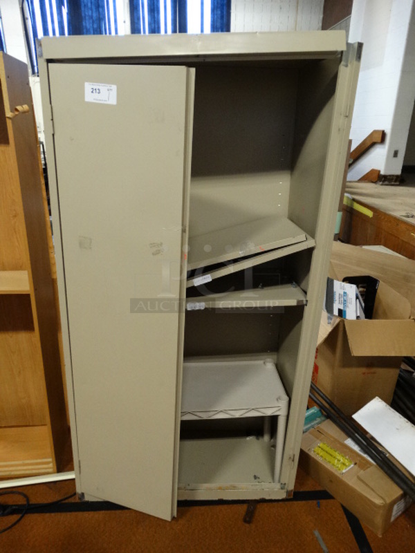 Tan Metal Cabinet. 36x18x72