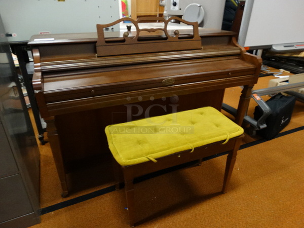 WOW! Wurlitzer Wooden Piano w/ Piano Bench. 57x24x38 - Image 2 of 9