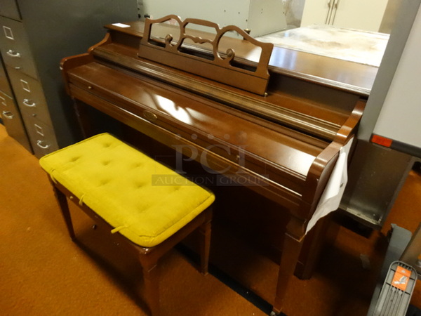 WOW! Wurlitzer Wooden Piano w/ Piano Bench. 57x24x38 - Image 8 of 9