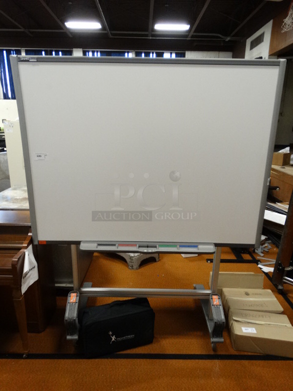 SMARTBoard Interactive Whiteboard on Casters w/ Bag of Electronic Units! 65x30x82