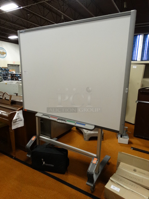 SMARTBoard Interactive Whiteboard on Casters w/ Bag of Electronic Units! 65x30x82 - Image 2 of 8