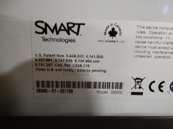 SMARTBoard Interactive Whiteboard on Casters w/ Bag of Electronic Units! 65x30x82 - Image 6 of 8