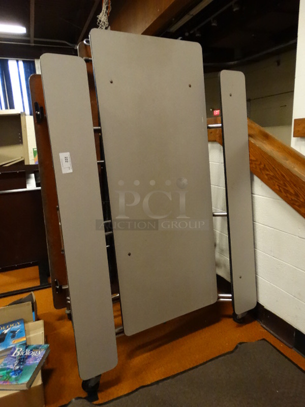 Fold Up Gray Cafeteria Table on Casters. Folded: 79x52x33 - Image 2 of 3