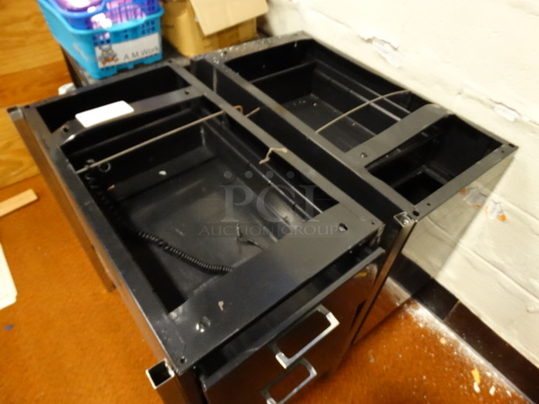 2 Black Metal 2 Drawer Under-Desk Filing Cabinet Drawers. Each Only Has 2 Legs. 16x28x28. 2 Times Your Bid! - Image 2 of 3