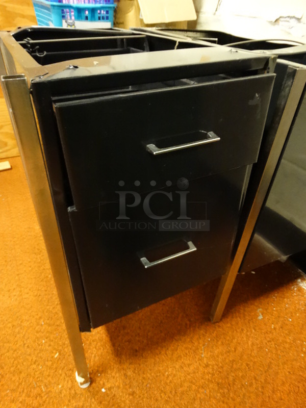 2 Black Metal 2 Drawer Under-Desk Filing Cabinet Drawers. Each Only Has 2 Legs. 16x28x28. 2 Times Your Bid! - Image 3 of 3