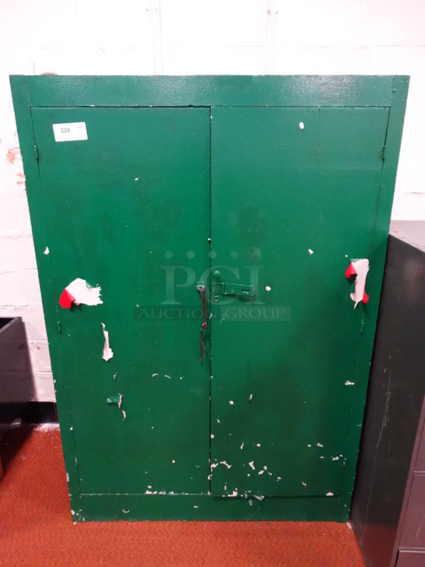 Green 2 Door Cabinet w/ Contents! 48x13x70