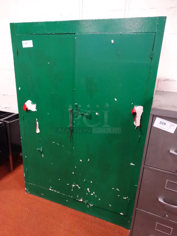 Green 2 Door Cabinet w/ Contents! 48x13x70 - Image 2 of 6