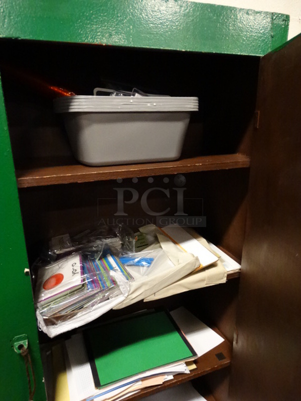 Green 2 Door Cabinet w/ Contents! 48x13x70 - Image 5 of 6