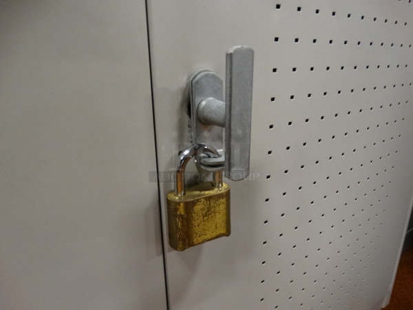 White Metal 2 Door Laptop Cart on Commercial Casters. Door Is Locked. 42.5x24x47 - Image 4 of 5
