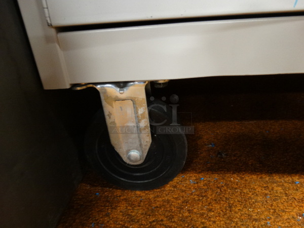 White Metal 2 Door Laptop Cart on Commercial Casters. Door Is Locked. 42.5x24x47 - Image 5 of 5