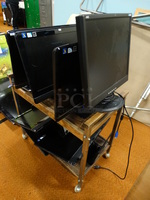 ALL ONE MONEY! Lot of Various Monitors/Computers on 2 Tier Cart!