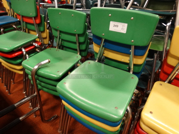 13 Various Colored Chairs on Metal Legs. 18x21x30. 13 Times Your Bid! - Image 4 of 4