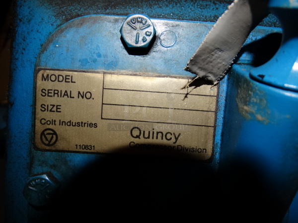 Quincy Model 325 Blue Metal Commercial Air Compressor. 60x28x48. BUYER MUST REMOVE - Image 9 of 12