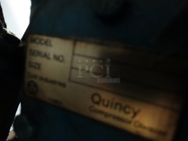 Quincy Model 325 Blue Metal Commercial Air Compressor. 60x28x48. BUYER MUST REMOVE - Image 10 of 12