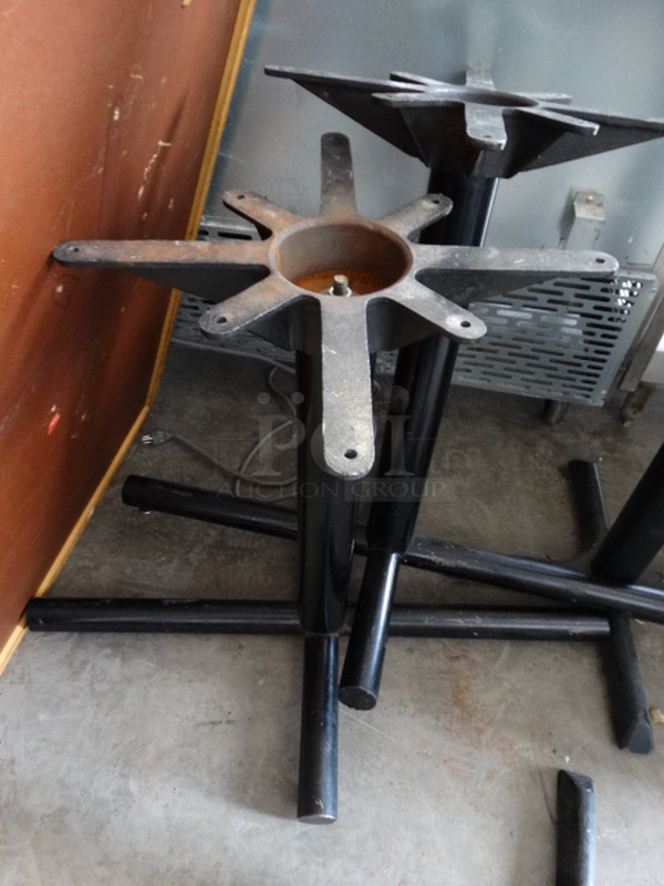 Blue Gray Tabletop and Black Metal Table Base. 48x30x30 - Image 2 of 3
