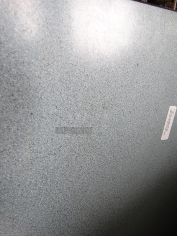 Blue Gray Tabletop and Black Metal Table Base. 48x30x30 - Image 2 of 4