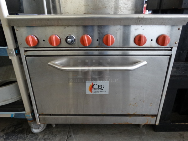SWEET! CPG Model 36CPGV6B30L Stainless Steel Commercial Gas Powered 6 Burner Range w/ Lower Oven and Stainless Steel Overshelf. 36x34x58 - Image 2 of 9