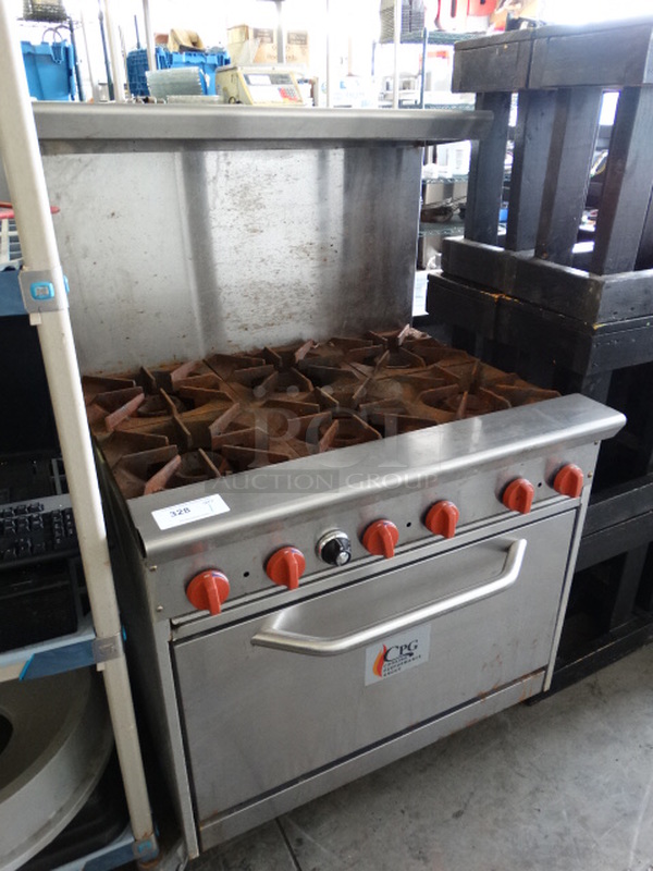 SWEET! CPG Model 36CPGV6B30L Stainless Steel Commercial Gas Powered 6 Burner Range w/ Lower Oven and Stainless Steel Overshelf. 36x34x58 - Image 5 of 9