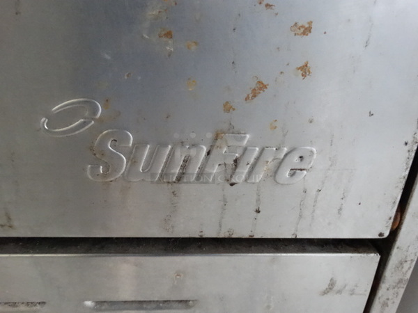 NICE! Garland SunFire Stainless Steel Commercial Gas Powered 4 Burner Range w/ Lower Oven and Stainless Steel Overshelf on Commercial Casters. 24x33x57 - Image 9 of 9