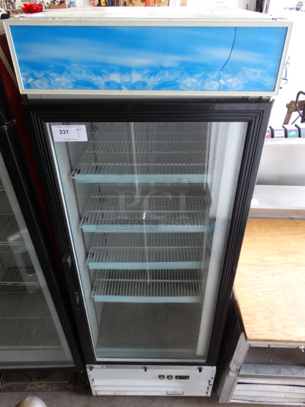 NICE! Avantco Model G648MBF Metal Commercial Single Door Reach In Cooler Merchandiser. 115 Volts, 1 Phase. 28x33x79. Tested and Working!