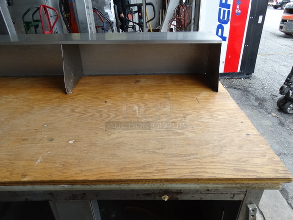 Stainless Steel Commercial Counter w/ Wooden Cutting Board Countertop and Overshelf. 73x32x46 - Image 6 of 9
