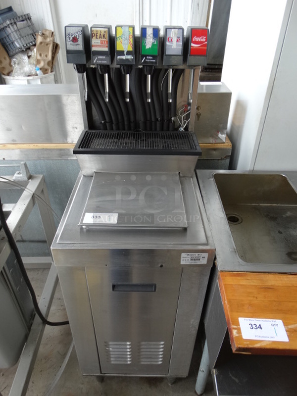 NICE! McCann's Stainless Steel Commercial 6 Flavor Carbonated Beverage Machine on Ice Bin. 19x26.5x56