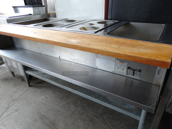 NICE! Eagle Stainless Steel Commercial Gas Powered Steam Table w/ Butcher Block Cutting Board and Undershelf. 63.5x31x35 - Image 5 of 9