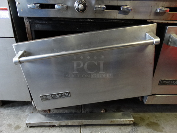 SWEET! American Range Stainless Steel Commercial Gas Powered 10 Burner Range w/ 2 Lower Ovens and Stainless Steel Overshelf on Commercial Casters. 60x34x57 - Image 9 of 12