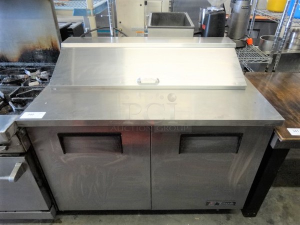 NICE! 2003 True Model TSSU-48-12 Stainless Steel Commercial Sandwich Salad Prep Table Mega Top Bain Marie on Commercial Casters. 115 Volts, 1 Phase. 48.5x30x43. Tested and Working!