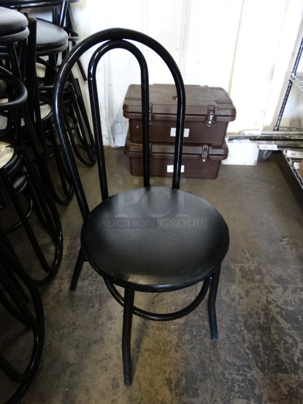 4 Black Metal Dining Chairs w/ Black Seat Cushion. Stock Picture - Cosmetic Condition May Vary. 18x17x35. 4 Times Your Bid! - Image 3 of 6
