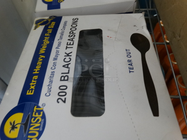 ALL ONE MONEY! Lot of 2 Boxes of Black Poly Spoons! - Image 2 of 2