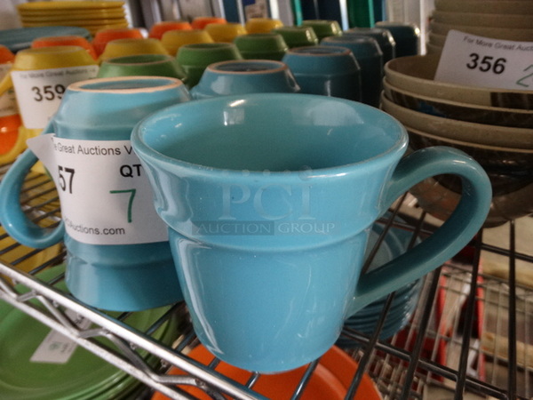 7 Blue Ceramic Mugs. 5.5x4x4.5. 7 Times Your Bid!