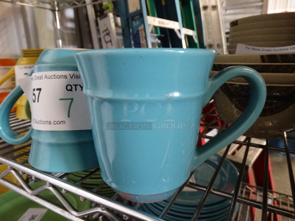7 Blue Ceramic Mugs. 5.5x4x4.5. 7 Times Your Bid! - Image 2 of 4