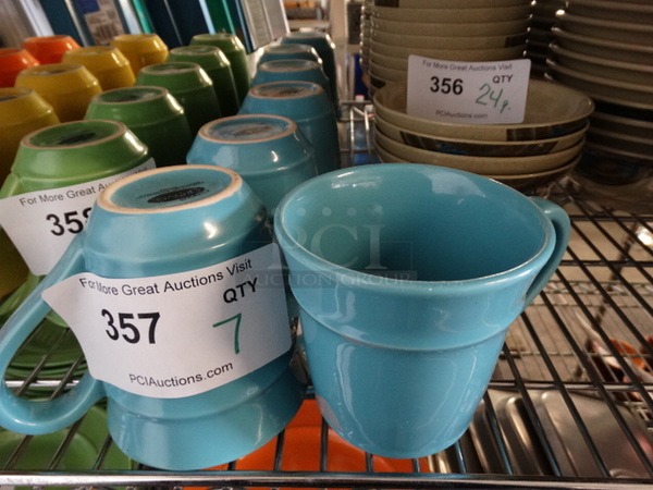 7 Blue Ceramic Mugs. 5.5x4x4.5. 7 Times Your Bid! - Image 3 of 4