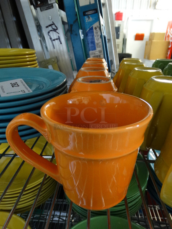 5 Orange Ceramic Mugs. 5.5x4x4.5. 5 Times Your Bid!