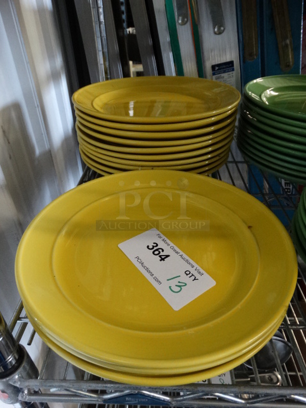 13 Yellow Ceramic Plates. 11x11x1.5. 13 Times Your Bid!