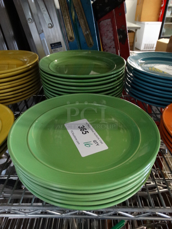 16 Green Ceramic Plates. 11x11x1.5. 16 Times Your Bid!