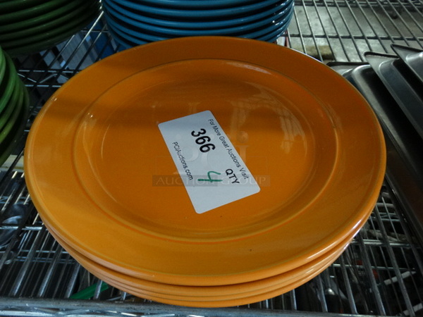 4 Orange Ceramic Plates. 11x11x1.5. 4 Times Your Bid!