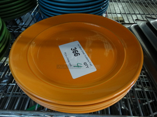 4 Orange Ceramic Plates. 11x11x1.5. 4 Times Your Bid! - Image 1 of 4