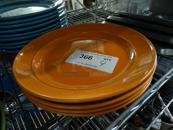 4 Orange Ceramic Plates. 11x11x1.5. 4 Times Your Bid! - Image 2 of 4