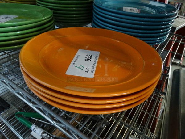 4 Orange Ceramic Plates. 11x11x1.5. 4 Times Your Bid! - Image 3 of 4