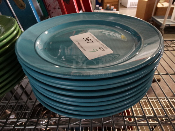 9 Blue Ceramic Plates. 11x11x1.5. 9 Times Your Bid!