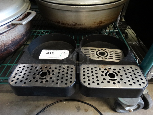 Poly Black Drip Tray w/ 3 Grates. 14x10x1.5 - Image 1 of 3
