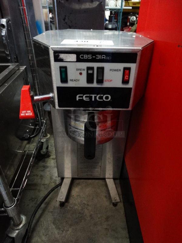 NICE! Fetco Model CBS-31A Stainless Steel Commercial Countertop Coffee Machine w/ Hot Water Dispenser and Metal Brew Basket. 120 Volts, 1 Phase. 11x14x24