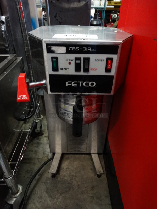 NICE! Fetco Model CBS-31A Stainless Steel Commercial Countertop Coffee Machine w/ Hot Water Dispenser and Metal Brew Basket. 120 Volts, 1 Phase. 11x14x24 - Image 1 of 5