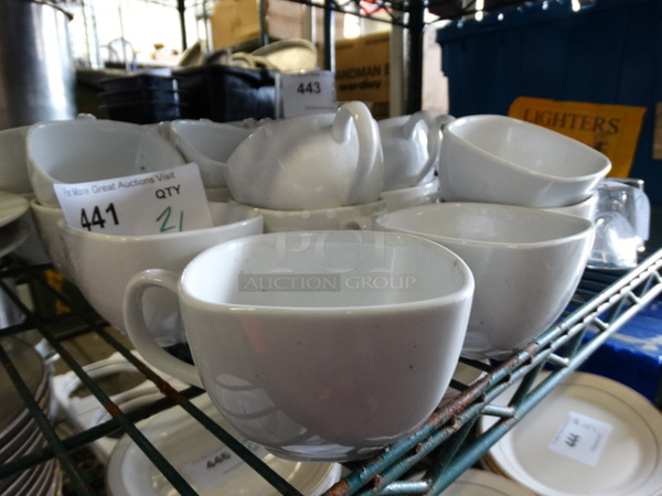 21 White Ceramic Mugs. 4.5x3.5x2.5. 21 Times Your Bid!