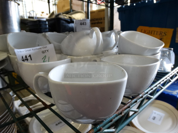 21 White Ceramic Mugs. 4.5x3.5x2.5. 21 Times Your Bid! - Image 1 of 3