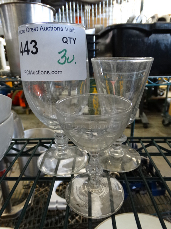 3 Stemmed Glasses. Includes 3xx35.5. 3 Times Your Bid!