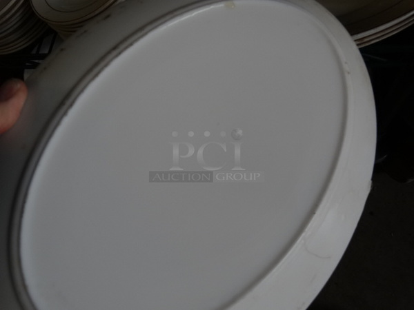 5 White Ceramic Oval Plates w/ Red Lines on Rim. 11.5x8.5x1. 5 Times Your Bid! - Image 3 of 3